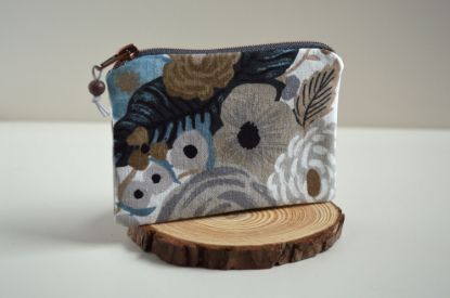 Bild von Minitäschchen Canvas Ranunkeln creme/blaugrau die Zweite