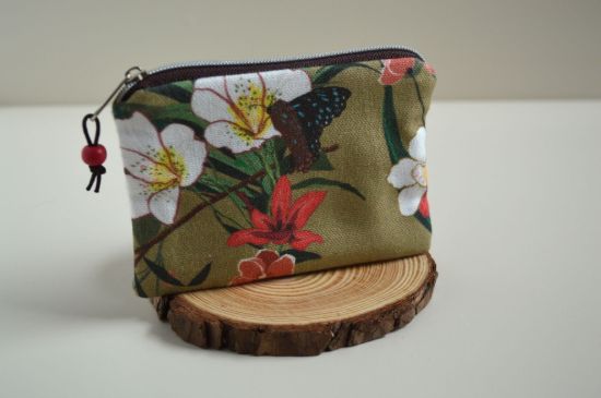 Bild von Minitäschchen Canvas Lilien grün/bunt