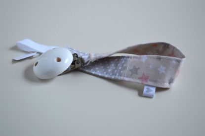 Bild von Schnullerband beige/grau Sternchen