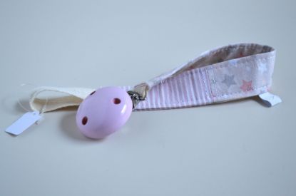 Bild von Schnullerband beige/rosa Sternchen