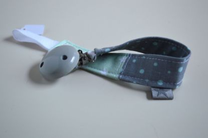 Bild von Schnullerband mint grau Punkte Sterne