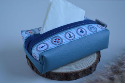 Bild von Taschentuchtascherl Kunstleder Ahoi blau